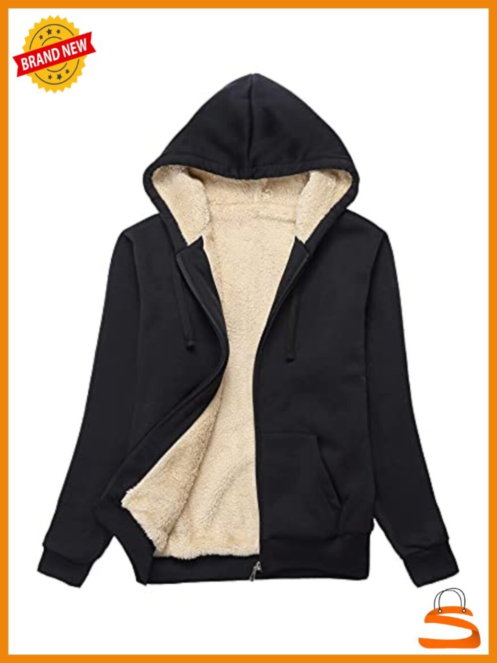 Fleece Hoodie Zip Up Sherpa Lined Sweatshirt Winter Jacket